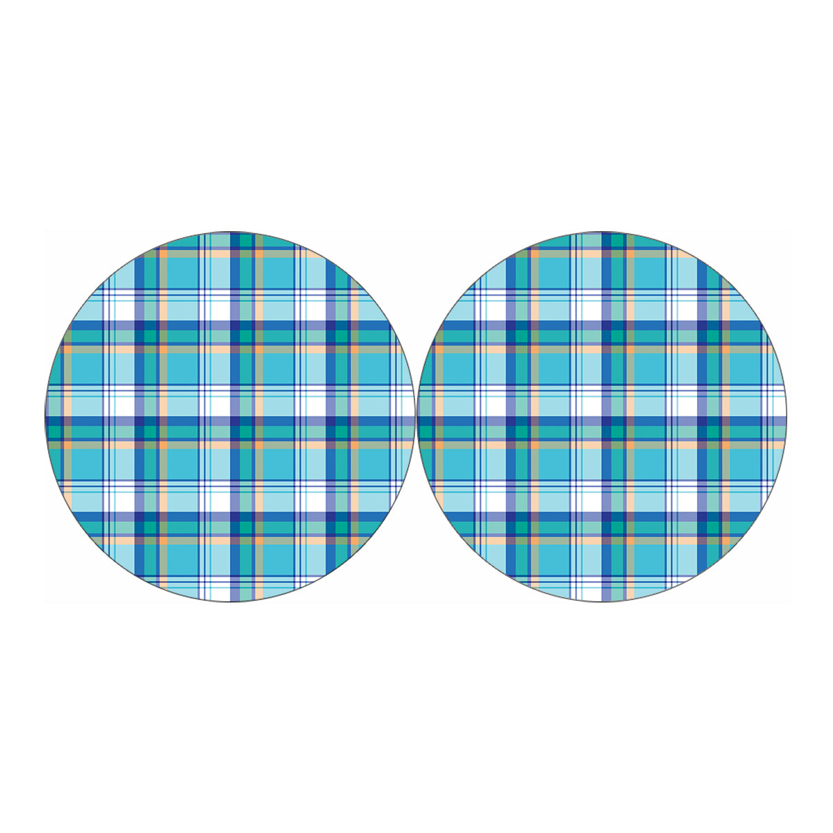 Blue Madras Pattern Print Car Coasters