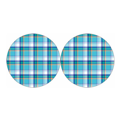 Blue Madras Pattern Print Car Coasters