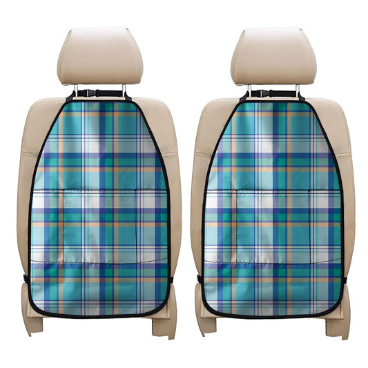 Blue Madras Pattern Print Car Seat Organizers