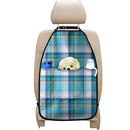 Blue Madras Pattern Print Car Seat Organizers
