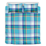 Blue Madras Pattern Print Duvet Cover Bedding Set