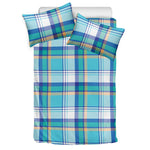 Blue Madras Pattern Print Duvet Cover Bedding Set