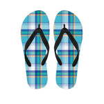 Blue Madras Pattern Print Flip Flops