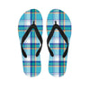 Blue Madras Pattern Print Flip Flops