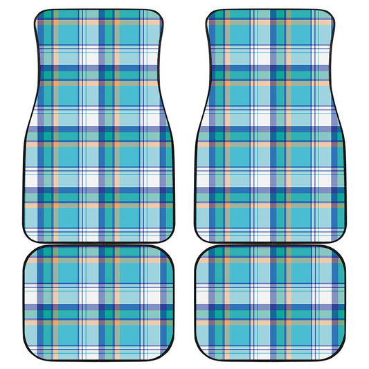 Blue Madras Pattern Print Front and Back Car Floor Mats