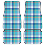 Blue Madras Pattern Print Front and Back Car Floor Mats