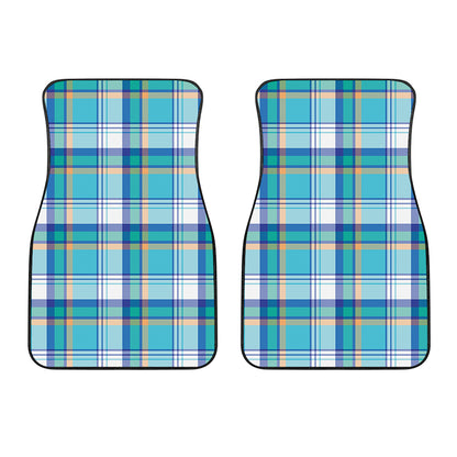 Blue Madras Pattern Print Front Car Floor Mats