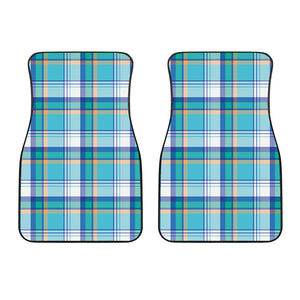 Blue Madras Pattern Print Front Car Floor Mats