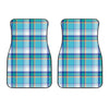 Blue Madras Pattern Print Front Car Floor Mats