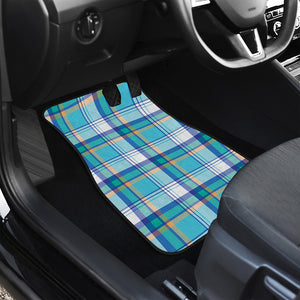 Blue Madras Pattern Print Front Car Floor Mats