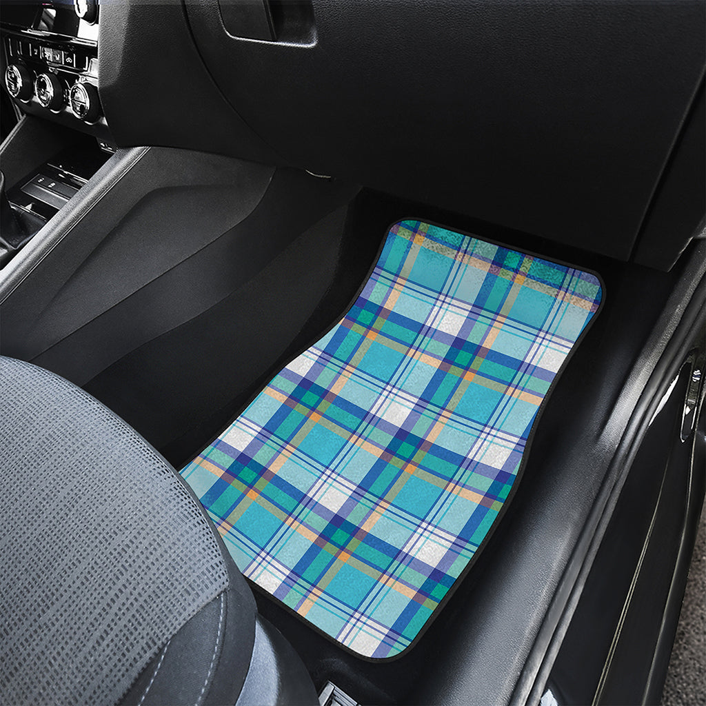 Blue Madras Pattern Print Front Car Floor Mats