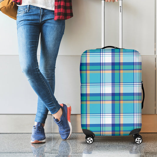 Blue Madras Pattern Print Luggage Cover