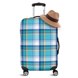 Blue Madras Pattern Print Luggage Cover