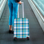 Blue Madras Pattern Print Luggage Cover