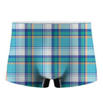 Blue Madras Pattern Print Men's Boxer Briefs