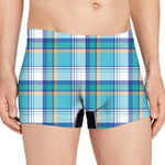 Blue Madras Pattern Print Men's Boxer Briefs