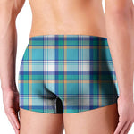 Blue Madras Pattern Print Men's Boxer Briefs