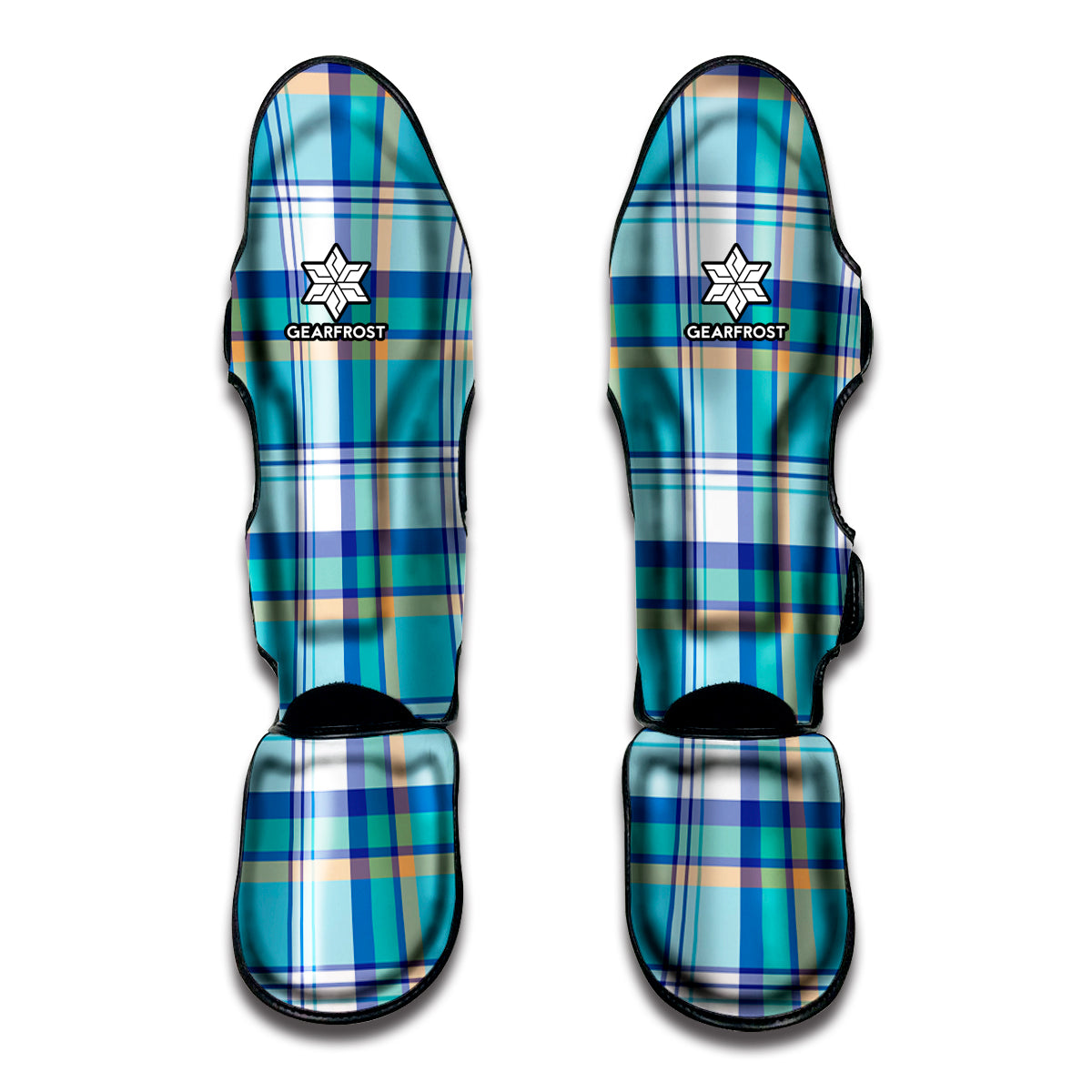 Blue Madras Pattern Print Muay Thai Shin Guard