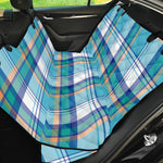 Blue Madras Pattern Print Pet Car Back Seat Cover