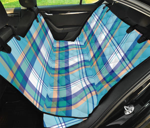 Blue Madras Pattern Print Pet Car Back Seat Cover