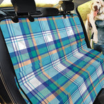 Blue Madras Pattern Print Pet Car Back Seat Cover