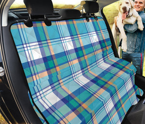 Blue Madras Pattern Print Pet Car Back Seat Cover