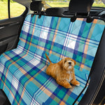 Blue Madras Pattern Print Pet Car Back Seat Cover