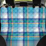 Blue Madras Pattern Print Pet Car Back Seat Cover