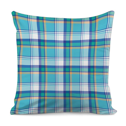 Blue Madras Pattern Print Pillow Cover