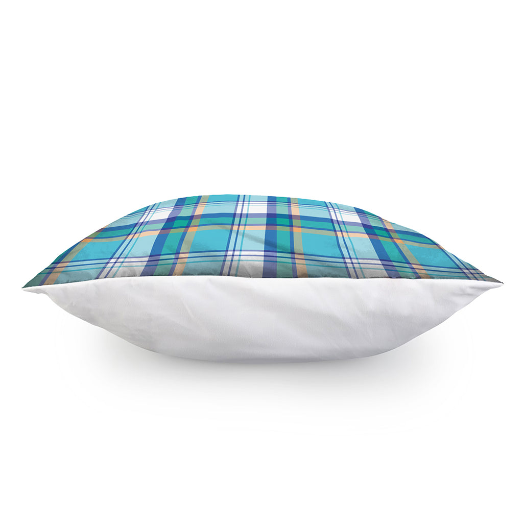 Blue Madras Pattern Print Pillow Cover