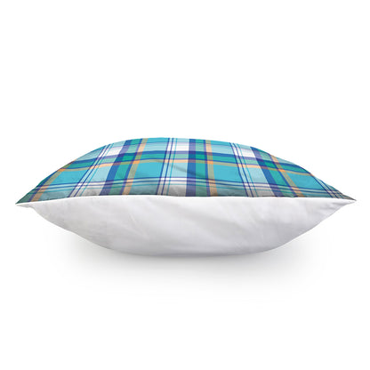 Blue Madras Pattern Print Pillow Cover