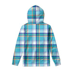 Blue Madras Pattern Print Pullover Hoodie