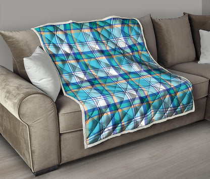 Blue Madras Pattern Print Quilt