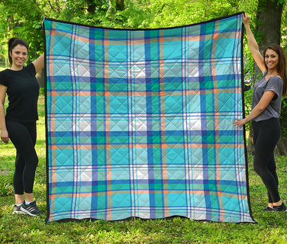 Blue Madras Pattern Print Quilt