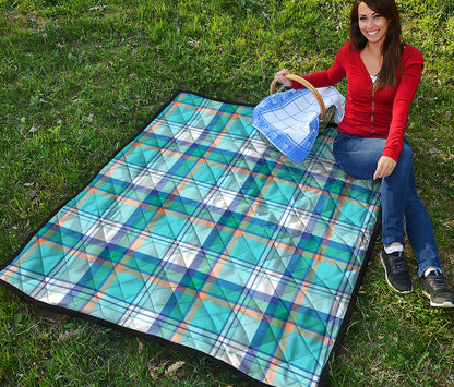 Blue Madras Pattern Print Quilt