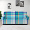Blue Madras Pattern Print Sofa Cover