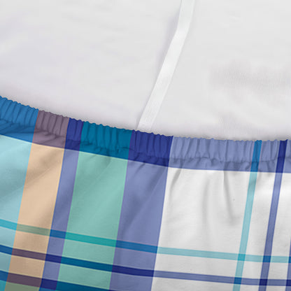 Blue Madras Pattern Print Sofa Cover