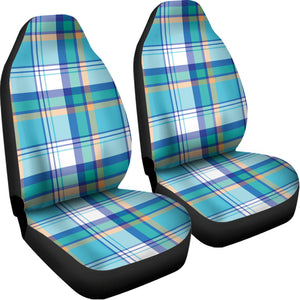 Blue Madras Pattern Print Universal Fit Car Seat Covers