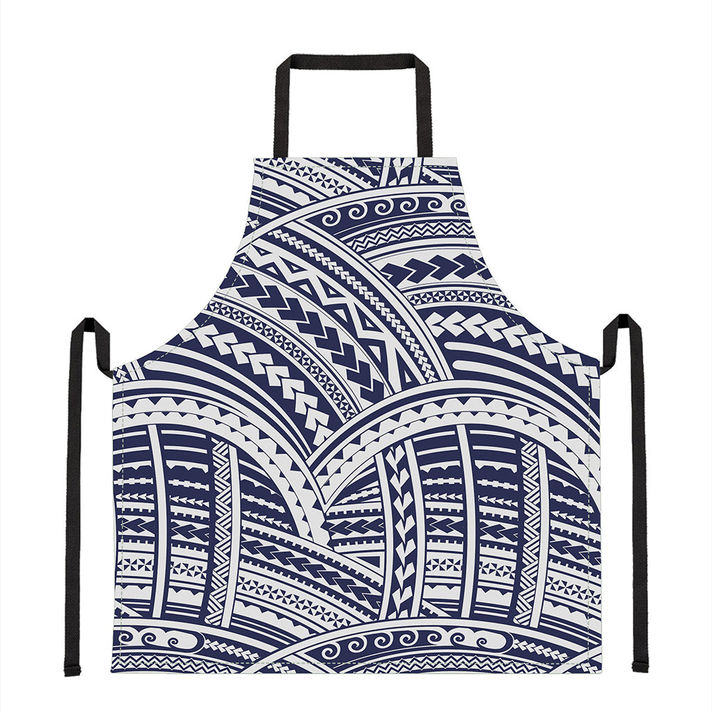 Blue Maori Polynesian Tattoo Print Apron