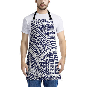 Blue Maori Polynesian Tattoo Print Apron