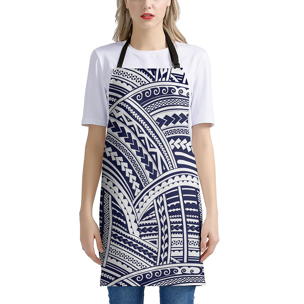 Blue Maori Polynesian Tattoo Print Apron