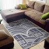 Blue Maori Polynesian Tattoo Print Area Rug