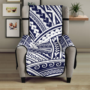 Blue Maori Polynesian Tattoo Print Armchair Protector