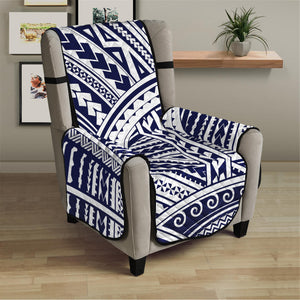 Blue Maori Polynesian Tattoo Print Armchair Protector