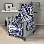 Blue Maori Polynesian Tattoo Print Armchair Protector