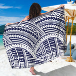 Blue Maori Polynesian Tattoo Print Beach Sarong Wrap