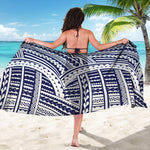 Blue Maori Polynesian Tattoo Print Beach Sarong Wrap