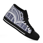 Blue Maori Polynesian Tattoo Print Black High Top Shoes