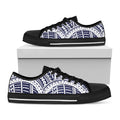 Blue Maori Polynesian Tattoo Print Black Low Top Sneakers
