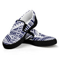 Blue Maori Polynesian Tattoo Print Black Slip On Sneakers